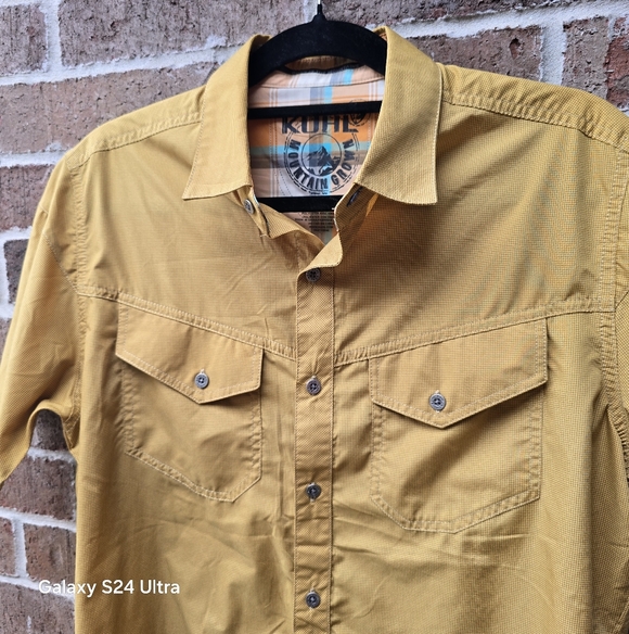 Kuhl Eluxer Yellow Button Up Men's Shirt - Picture 2 of 10